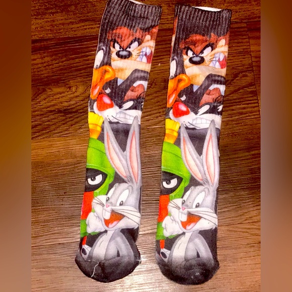 Used Looney Tunes Character Socks knee high socks worn - Picture 1 of 16
